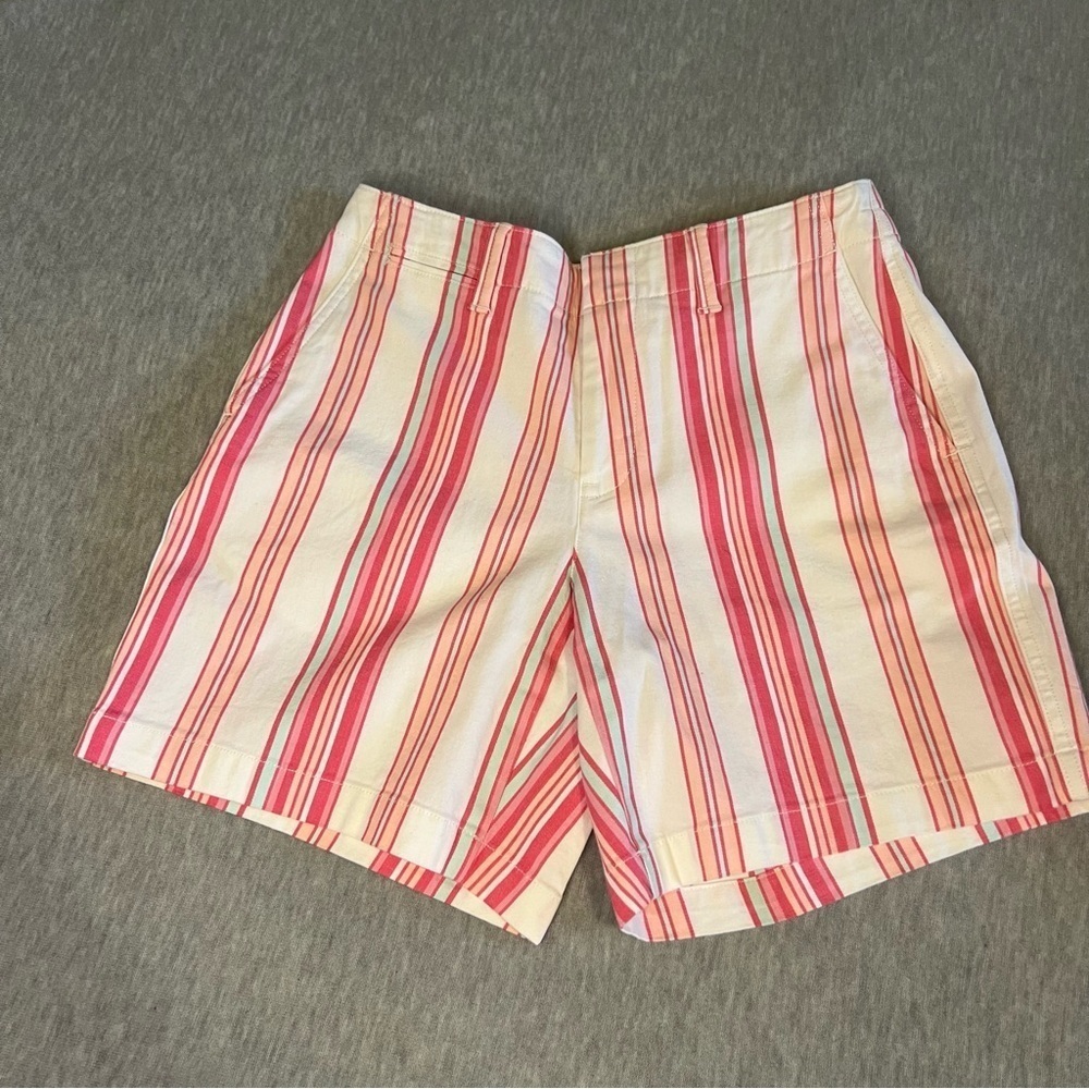 Lands' End Pink and White Shorts with Striped Pattern